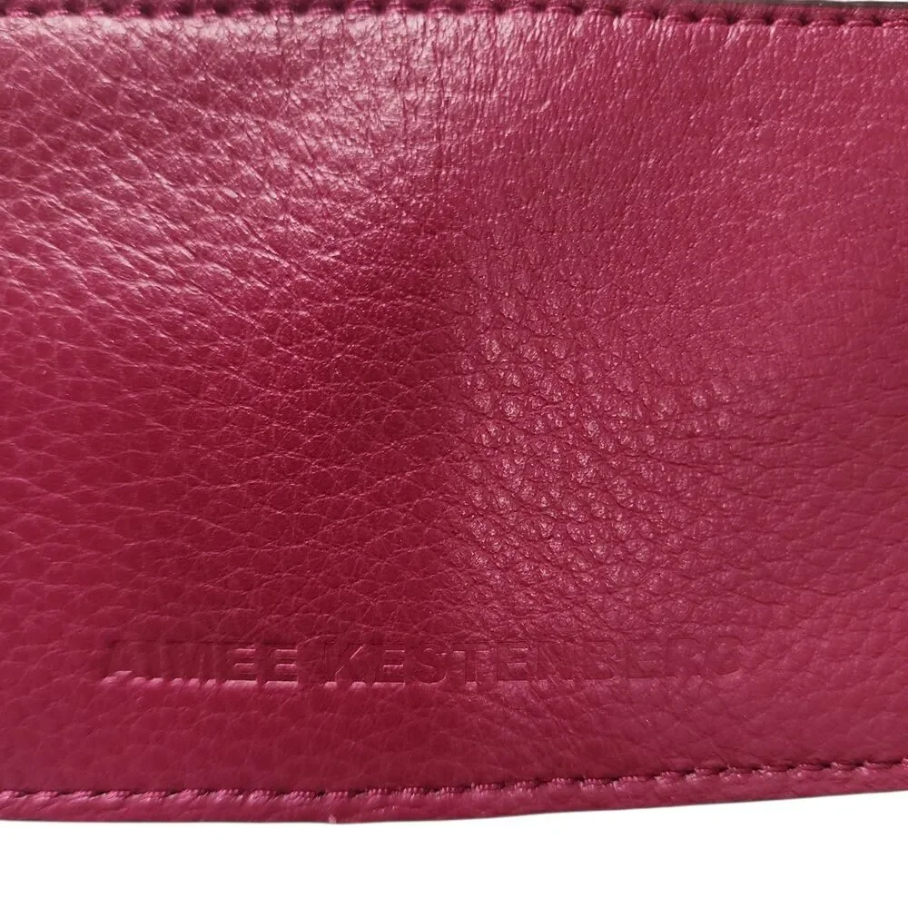 Aimee Kestenberg Leather Wristlet Wallet Burgundy Zip Card Holder Strap - Picture 3 of 5